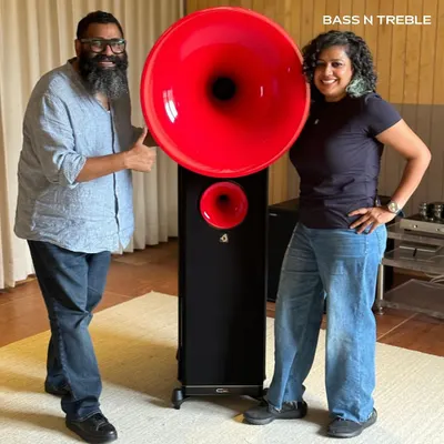 We, Jenny and Denny, with the speaker that started a new chapter for us: the Avantgarde Duo GT. Becoming the India distributor for a brand we have admired for years was a dream come true. Its horn technology delivers a sound experience that is simply unparalleled in purity and dynamics.