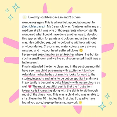 A heartfelt appreciation post from a parent who saw her child's frustration tolerance and ability to focus grow through our online classes. This is why we do what we do.