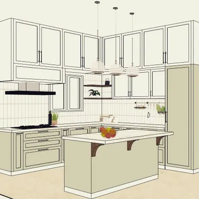 The toughest part of interior design is the kitchen. It's the heart of the house, and it takes the longest to design. This sketch shows the level of detail we go into to get it just right.