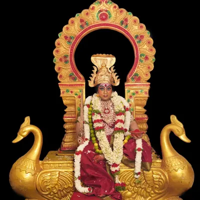 A full depiction of a goddess look, complete with an ornate throne and traditional attire. This type of character makeup is a key part of our fantasy module.