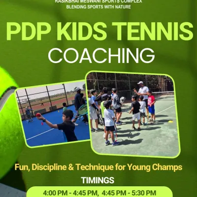 Our kids' tennis coaching program is designed to be the perfect blend of fun, discipline, and technique. This flyer gives you a glimpse into our daily sessions, structured to help young champs develop their skills in an energetic and supportive environment.