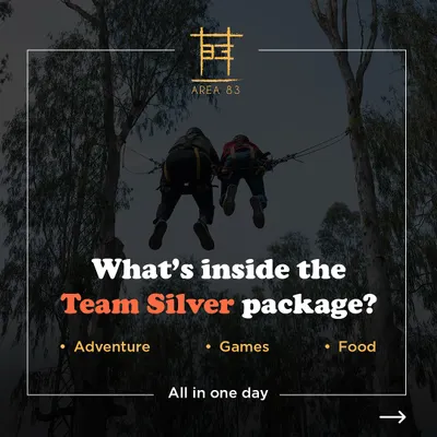 A look at our Team Silver package, which includes a mix of adventure, games, and food, all in one day. Perfect for a hassle-free group outing.