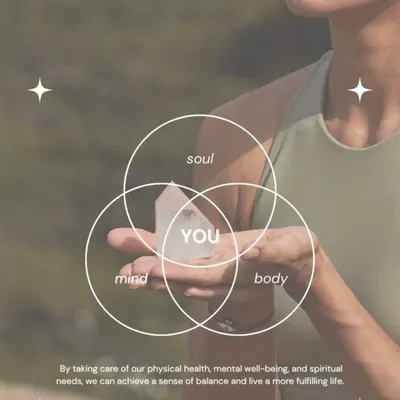 True wellness is found at the intersection of mind, body, and soul. Our holistic approach is designed to help you achieve balance and live a more fulfilling life by nurturing all three aspects of your being.