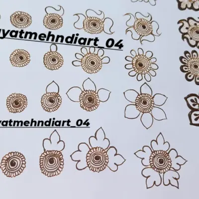 We begin with simple floral shapes, learning how to control the cone to make clean petals and centers. This practice sheet shows the progression from a basic outline to a more complete flower.