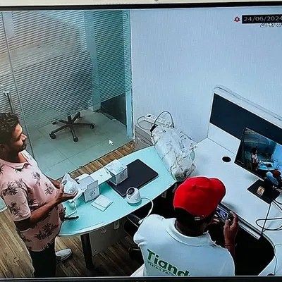 A clear view of an office space in Gurgaon, captured by a CP Plus IP camera system we installed. You can see the high-definition quality and wide coverage area on the monitor.