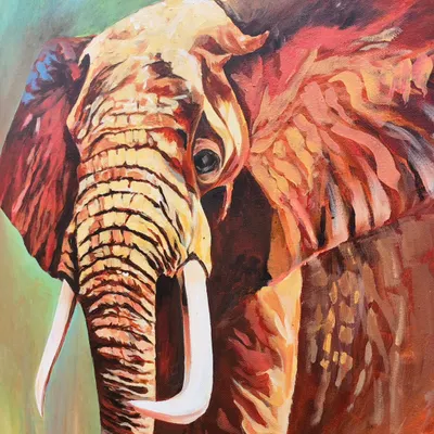 A majestic elephant, captured in warm, earthy tones on canvas. This painting is about quiet strength and soulful presence, designed to be a timeless and powerful centerpiece in any room.