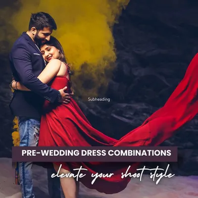 This image introduces the theme of pre-wedding dress combinations. The dramatic use of a red gown and colored smoke shows how outfits and props can elevate your shoot from simple portraits to artistic statements.