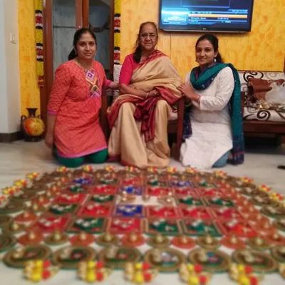 This is my family, the three generations that make up Ridhimaa Creations. My grandmother, my mother, and I share a deep love for art, and it is a joy to do this work together.