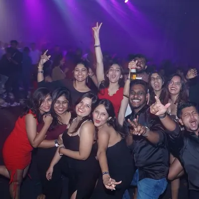 This is what I live for. A happy, energetic crowd posing for a picture in the middle of my set at the MakeMyTrip party. Their energy fuels my performance.