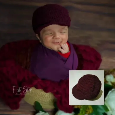 A happy, smiling baby wearing a simple and stylish crochet cap I made. Sometimes a single accessory is all you need to complete the perfect photo.