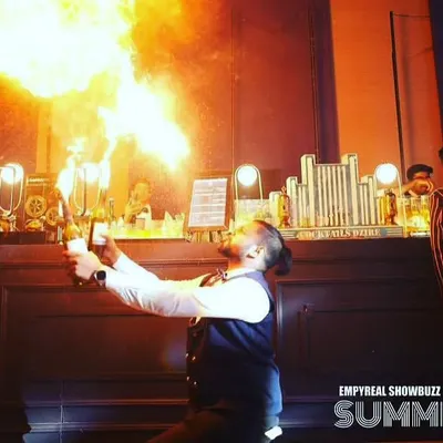 Our fire breathing performance is a guaranteed showstopper. A trained flair artist creates a massive ball of fire, lighting up the event and creating a high energy moment.