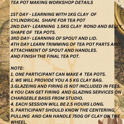 This information sheet for my teapot workshop shows how my services work. As noted, glazing and firing are offered as a separate, chargeable service, which also applies to independent potters looking to use my kiln.