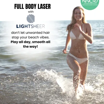 Don't let unwanted hair stop your beach vibes. With full-body laser hair removal using the LightSheer system, you can enjoy smooth skin all day, every day. It's a permanent reduction solution for a carefree lifestyle.