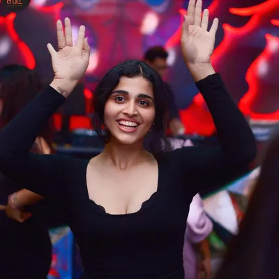 Hands up and all smiles. This is the energy I love to see on the dance floor during my Friday night sets at Tipsy Bull.
