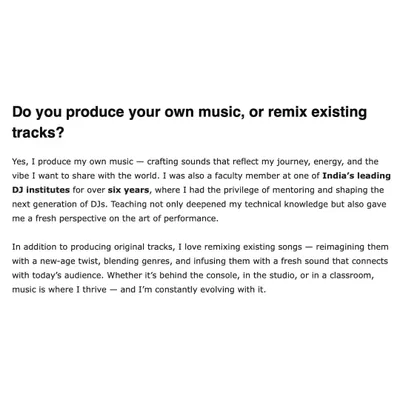 A snippet from an interview where I talk about my process. I do both, produce my own original music and remix existing tracks, constantly evolving my sound whether I'm in the studio, on stage, or mentoring.