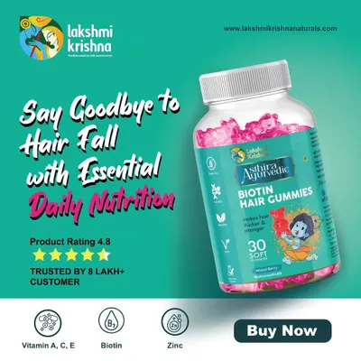 Say goodbye to hair fall with essential daily nutrition. My Biotin Hair Gummies are a tasty and easy way to get the vitamins A, C, E, biotin, and zinc your hair needs to be strong and healthy.