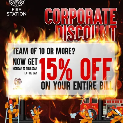 Boost team morale with great food and even better deals. We offer a 15% discount on corporate bookings for teams of 10 or more.