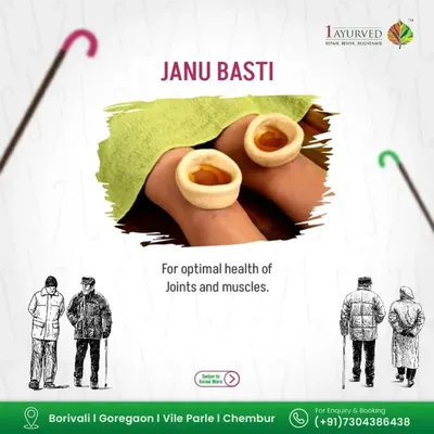 A close-up of Janu Basti, our specialized treatment for chronic knee pain and osteoarthritis. The warm, medicated oil deeply penetrates the knee joint to reduce pain, improve flexibility, and strengthen the surrounding muscles and ligaments.