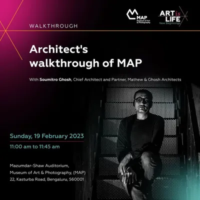 An invitation for a public walkthrough of the Museum of Art & Photography (MAP). For me, a building is only complete when it is inhabited and experienced by the people it was designed for.