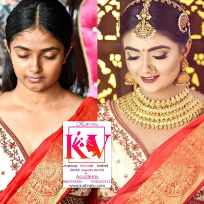 This is the best way to see the difference. On the left is the model's natural skin, and on the right is the finished look after my HD makeup application. The result is a smooth, even, and glowing complexion.