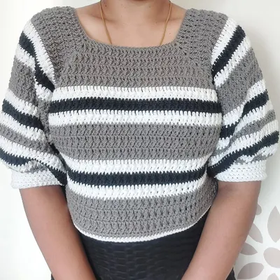 The Diana Crop Top is part of a full co-ord set pattern. I tested the top-down construction, ensuring the stitch explanations were beginner-friendly and the fit was perfect.