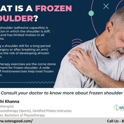 A frozen shoulder can be extremely painful and limiting. Physiotherapy is the cornerstone of treatment, using a wide range of motion exercises to gently restore mobility and reduce the stiffness in the shoulder joint.