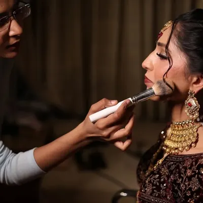 This is me in my element, doing what I love most. A candid shot from my first bridal makeup appointment.