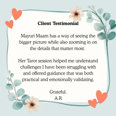 This client testimonial highlights my ability to see the bigger picture while focusing on the practical details that matter. A tarot session should offer both validation for your feelings and clear guidance for your challenges.