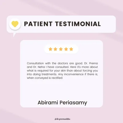 This feedback highlights my patient-centric approach. My focus is always on what is truly required for your skin, rather than suggesting unnecessary treatments. I believe in creating a clear, honest, and responsive treatment environment.