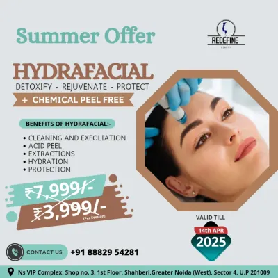 My Hydrafacial treatment is more than just a facial. It's a multi-step process that cleanses, exfoliates, extracts impurities, and hydrates the skin, leaving it detoxified and rejuvenated. This graphic shows a special offer for the treatment.