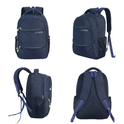 A four-angle composite image of a backpack. This type of infographic gives customers a complete 360-degree view of the product in a single image.