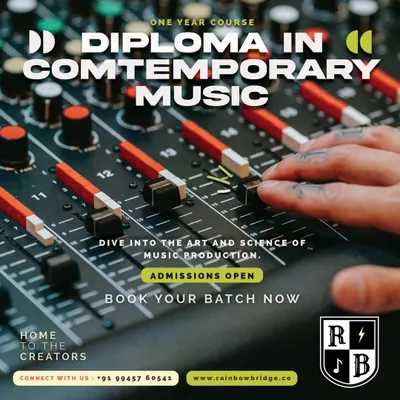 Our Diploma in Contemporary Music is your path to a career in the industry. This one year course covers the art and science of music production, with admissions open for our next batch.