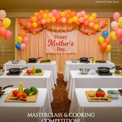 For my Mother's Day event, I set up a fun and interactive masterclass and cooking competition. This setup, complete with individual cooking stations, shows my commitment to creating engaging and hands-on activities for my guests.