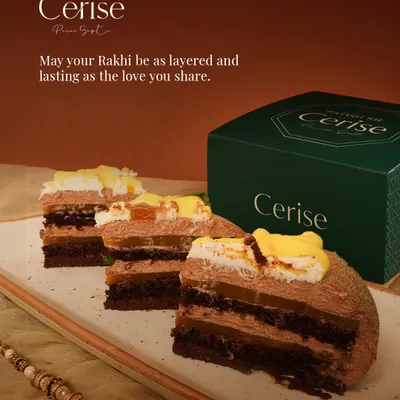 From tying rakhis to stealing desserts, this image captures a sweet Raksha Bandhan moment. My layered chocolate entremet sits beside our elegant gift box, ready to be shared.