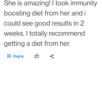 This client's feedback after just two weeks on an immunity boosting plan made my day. Seeing tangible results like this is why I do what I do, and it shows how a customized diet can make a real difference.