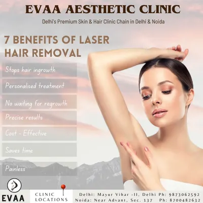 An infographic detailing the seven key benefits of choosing laser hair removal, including precision, cost-effectiveness, and the prevention of ingrown hairs for permanently smooth skin.