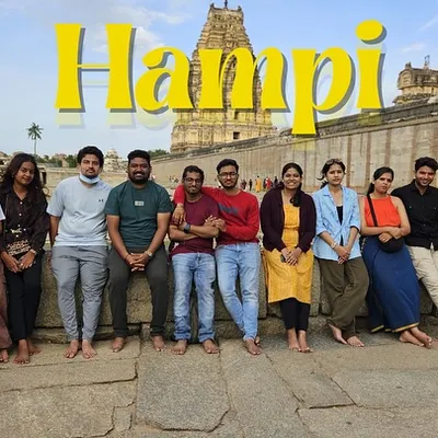Our group at the famous Virupaksha Temple in Hampi. This weekend trip is a deep dive into the history of the Vijayanagara Empire.