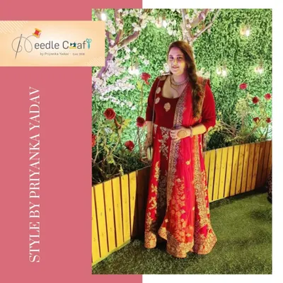 A beautiful transformation. This client's old bridal lehenga was repurposed into a gorgeous, wearable Anarkali, perfect for future weddings and festive events.