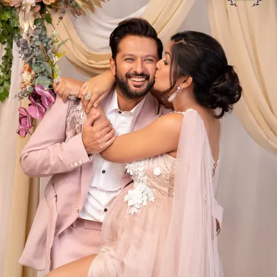 A moment of pure joy and affection between Ishita Dutta and Vatsal Sheth. Capturing the authentic connection between couples is what I love most.
