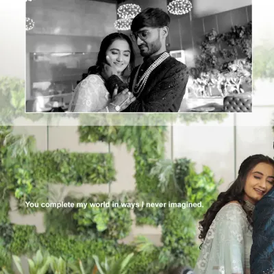 An example of a romantic album page layout. I combine a timeless black and white close-up with a soft, emotional color photo to tell a richer story.