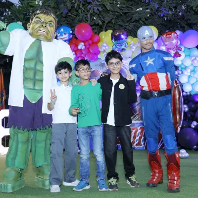 The ultimate superhero team-up. We assembled The Hulk and Captain America to celebrate a very special birthday, creating an epic experience for the birthday boy and his friends.