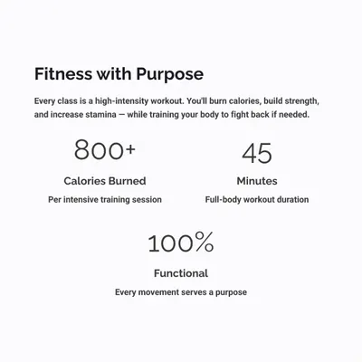 Krav Maga is a full-body workout where every movement has a purpose. You will burn calories and build functional strength, all while learning skills that could save your life.