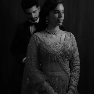A classic black and white portrait that feels like a still from a vintage film, full of elegance and emotion.