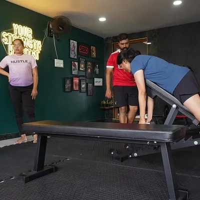 A snapshot of a typical day at BASE. We're a community where I can give personalized attention and clients can learn and grow together in a supportive environment.