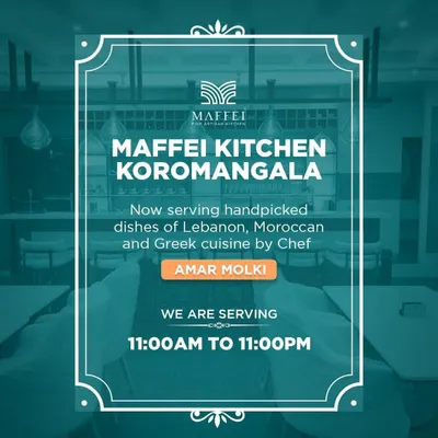 We are open and ready to serve you handpicked dishes from Lebanon, Morocco, and Greece. Join us at our Koramangala location from 11:00 AM to 11:00 PM.