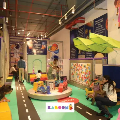 A wide view of our play area, showing the variety of activities available for kids to explore.