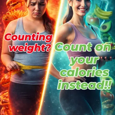 Focusing on the number on the scale can be frustrating. This image illustrates a better approach: instead of just counting weight, focus on counting your calories with our planned meals. This shift in focus leads to sustainable and healthy results.