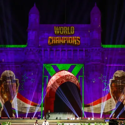 We transform iconic landmarks into canvases for celebration. Here, we used state-of-the-art projection mapping on the Gateway of India to create a stunning visual tribute for a historic championship win, demonstrating our capability to execute grand-scale public spectacles.