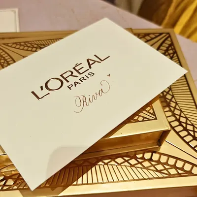 A moment from the L'Oréal Paris Diwali party, where I provided live calligraphy services. This personalized card was for Navya Nanda, a special guest at the event.