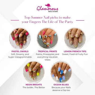 Get your nails ready for the sunshine with our top summer trends. Whether you love soft pastels, bold neons, tropical prints, or ocean blues, we have the perfect look to make your nails the life of the party. Which style is your favorite?
